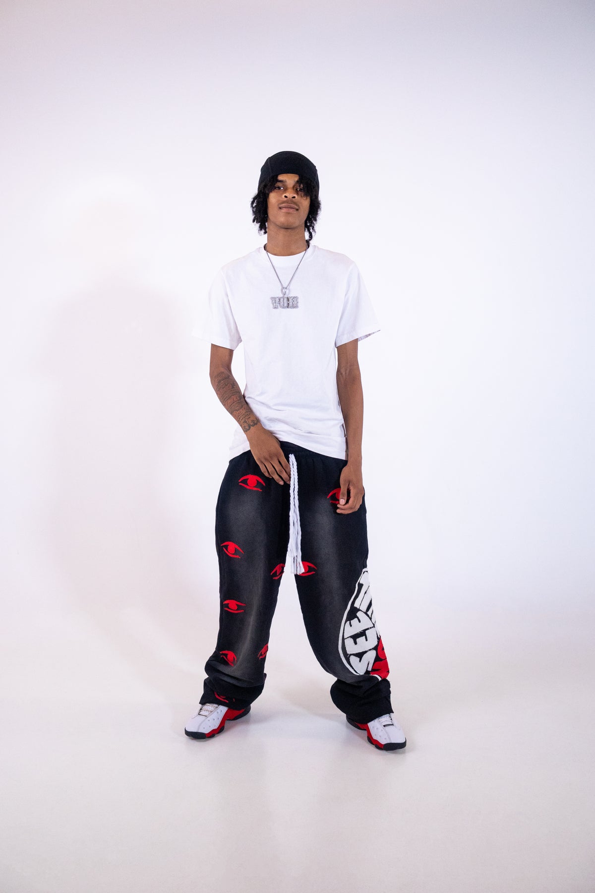 patched eye sweatpants